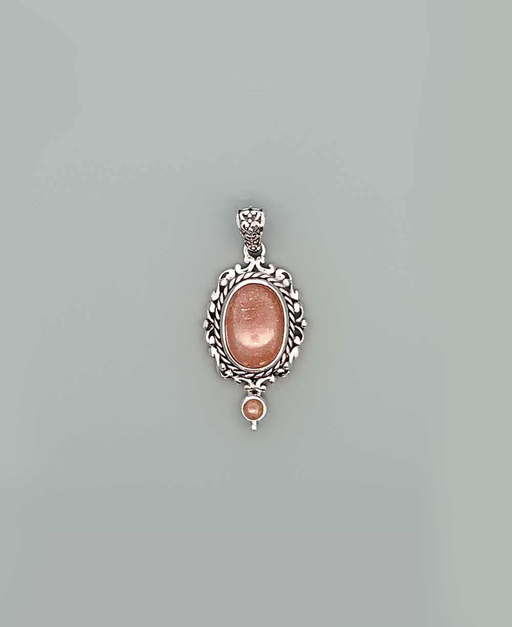 Sterling Silver Peach Moonstone Frame Pendant、mySite、topwebapps