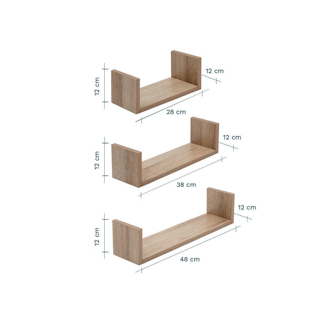  Tutti Bambini Modena Set of Three U-Shaped Wall Shelves - Oak、mySite、merchandisen