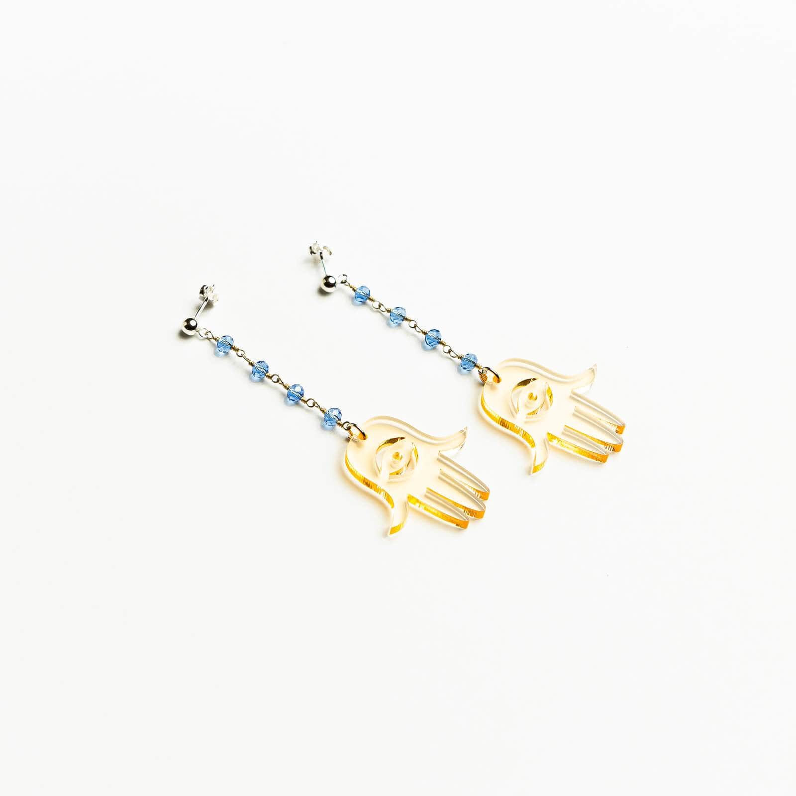 Maya Hamsa Earrings - Blue and Nude、mySite、topwebapps