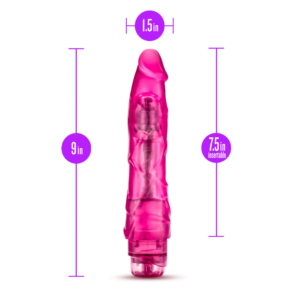B Yours By Blush® | Vibe #1 Realistic Pink 9-Inch Long Vibrating Dildo、mySite、bottomscart