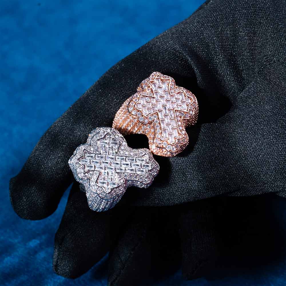 Moissanite Fleur Cross Ring 14K Gold、mySite、hinf8tx79