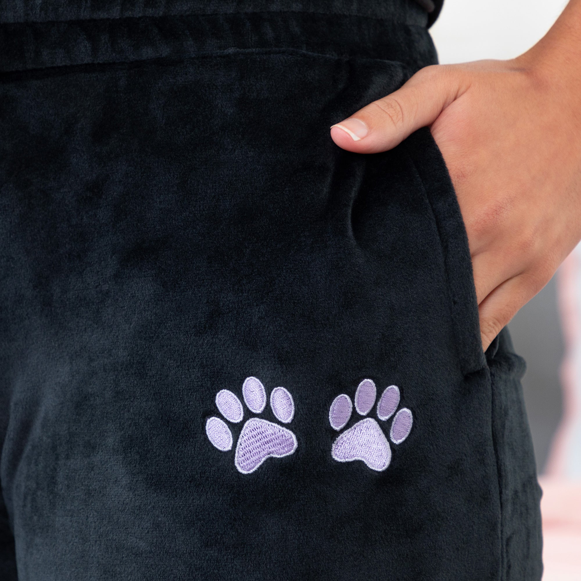 Velour Paw Print Straight Leg Pants、mySite、camillekostekn