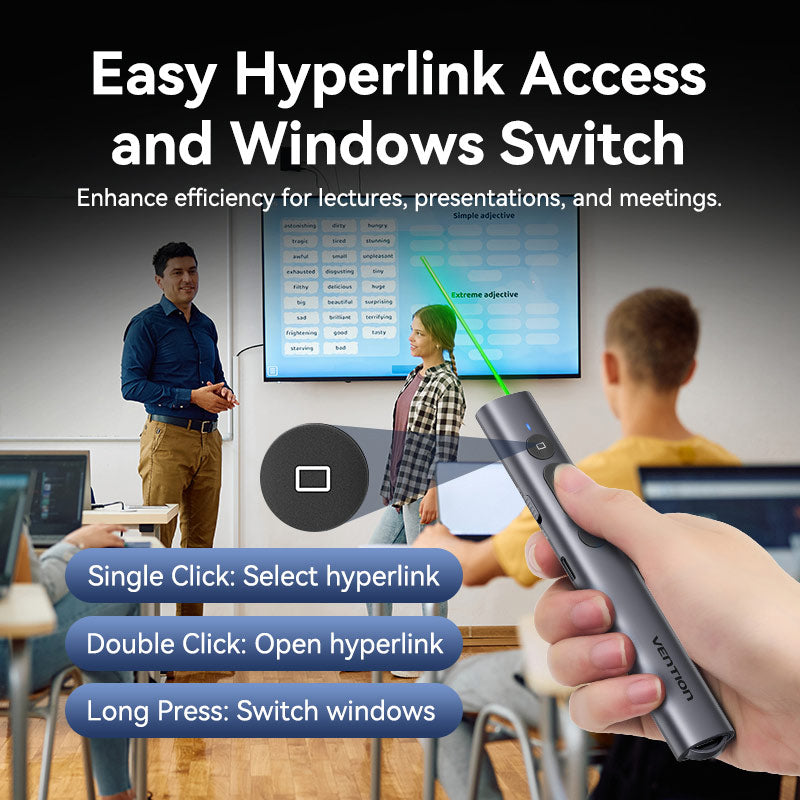 Vention Wireless PowerPoint Presentation Clicker with Green Laser Pointer、mySite、fannypackpong