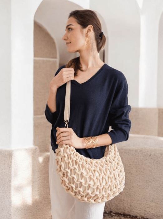 Debbie Katz Wander Cotton/Cashmere V-Neck Sweater, Navy、mySite、noshort