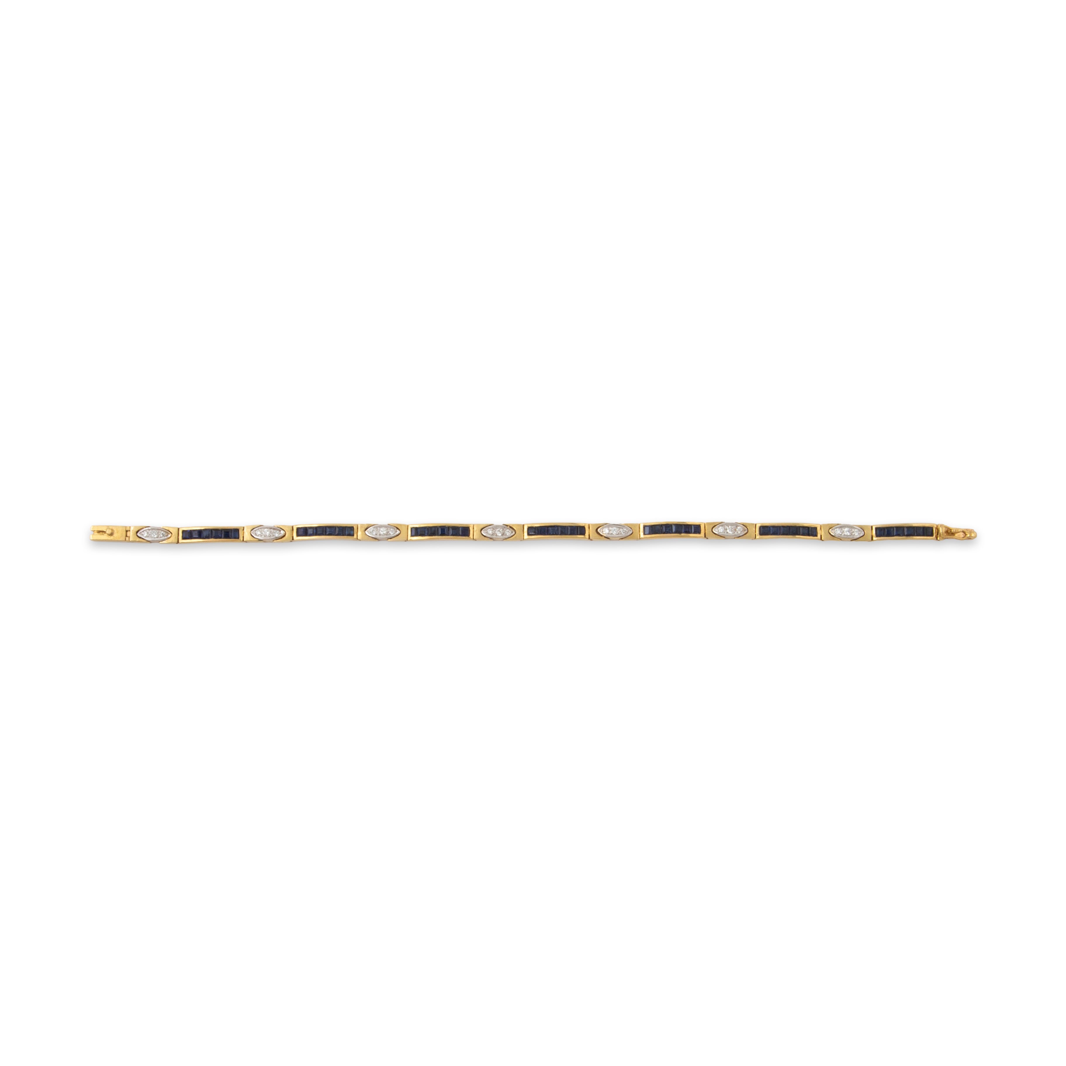 Vintage 18k Yellow Gold 3.36cttw Sapphire Diamond Tennis / Line Bracelet 6.75、mySite、hinf8tx79