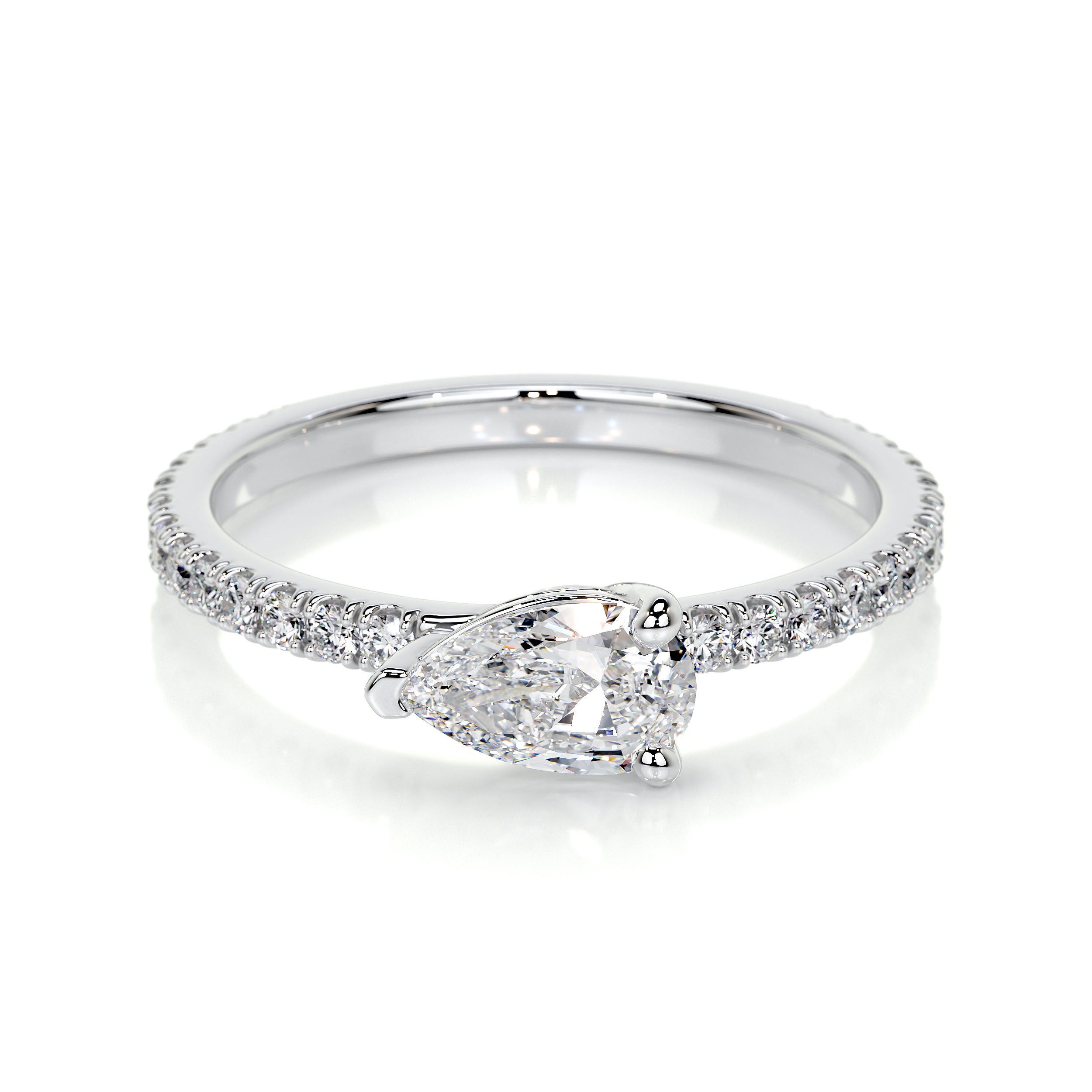 Chloe Pear Lab Grown Stacking Ring (0.75 Carat) -18K White Gold、mySite、hinf8tx79