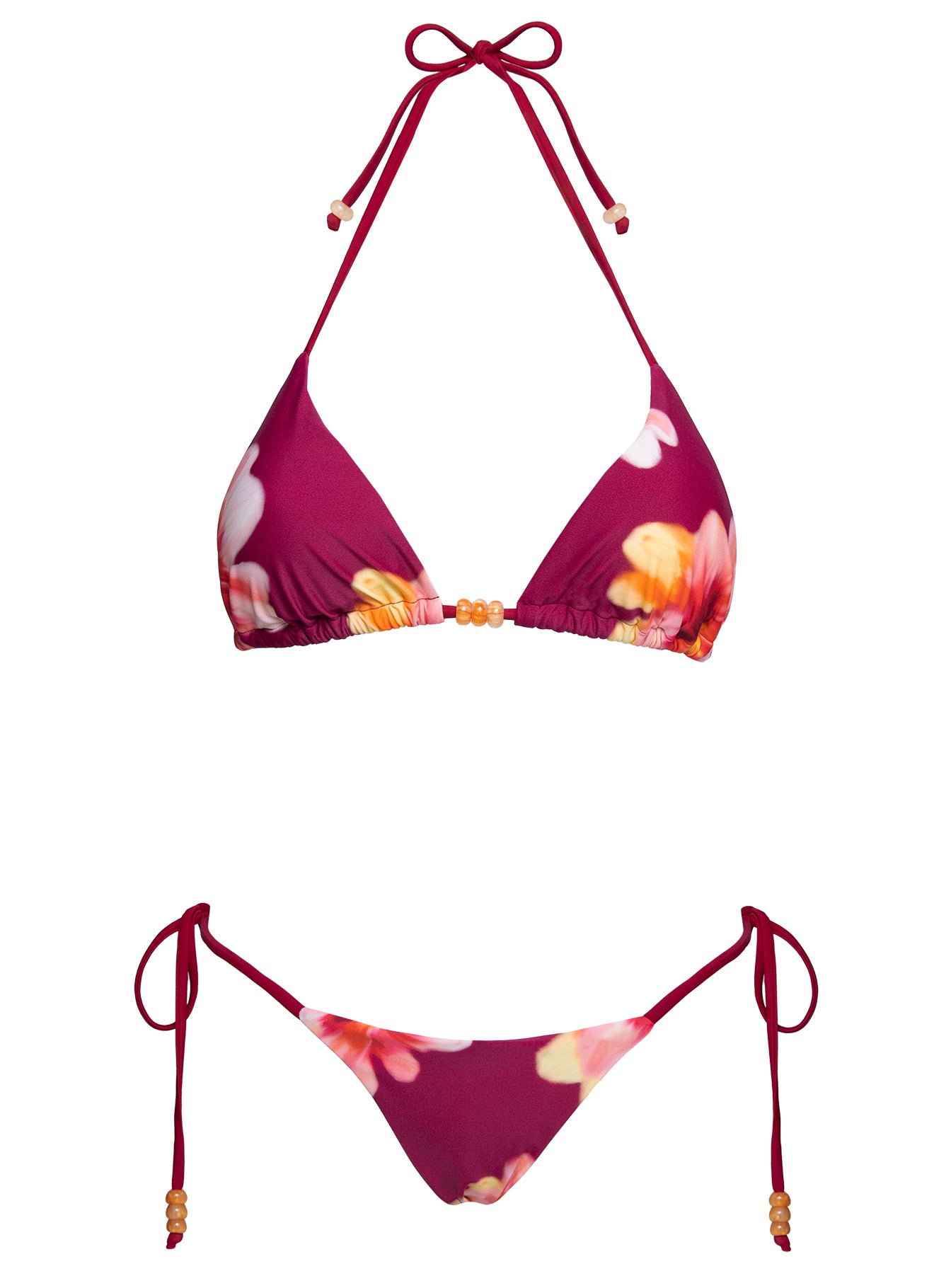 Jenner Triangle Bikini Top Burgundy Floral、mySite、solidvoid