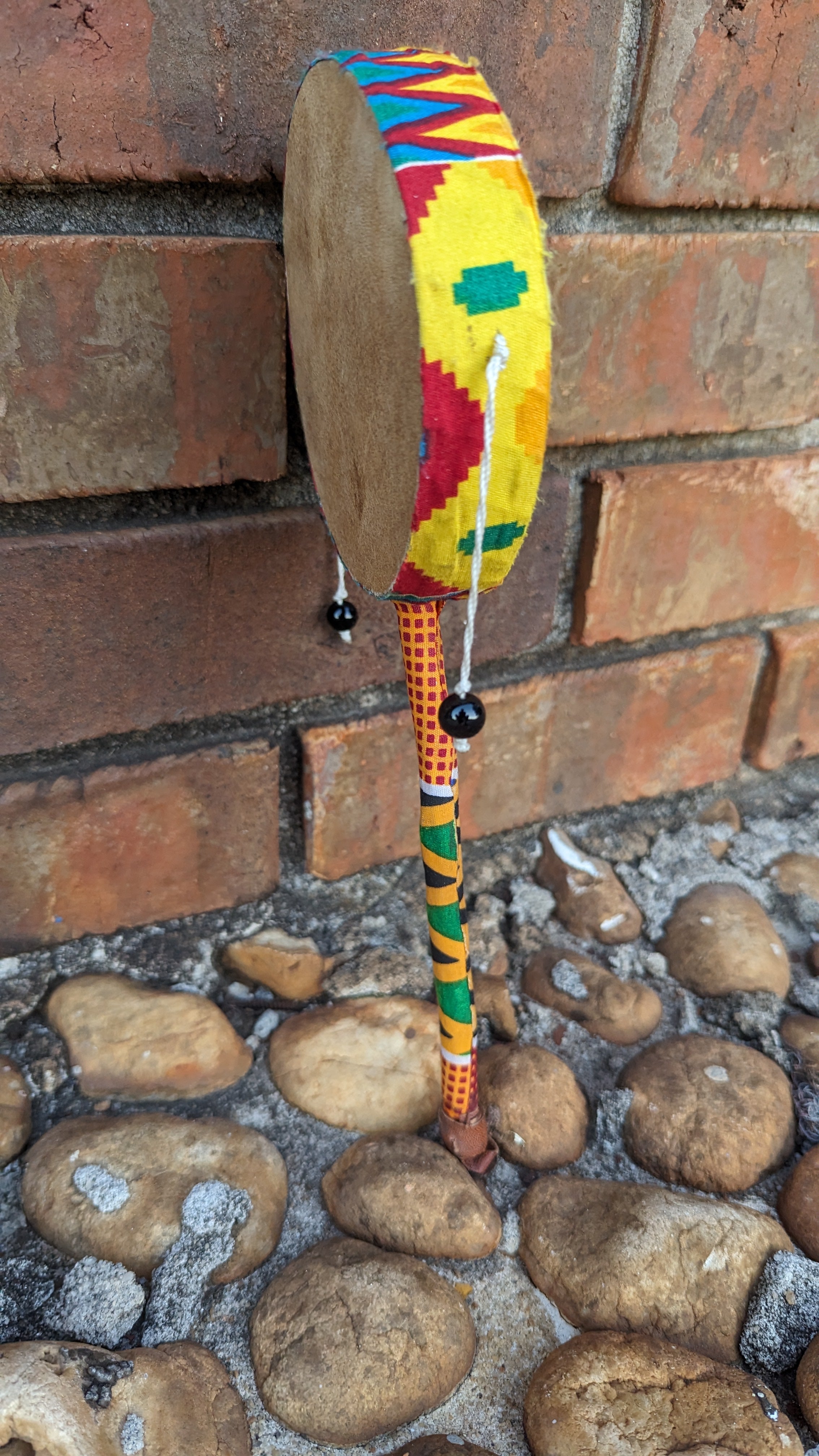Itnahsa Handheld African Percussion Drum trimmed with Kente Print-DPADPD1、mySite、solidvoid