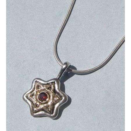 Michael Bromberg Silver and 14K Gold Star of David with Garnet、mySite、topwebapps
