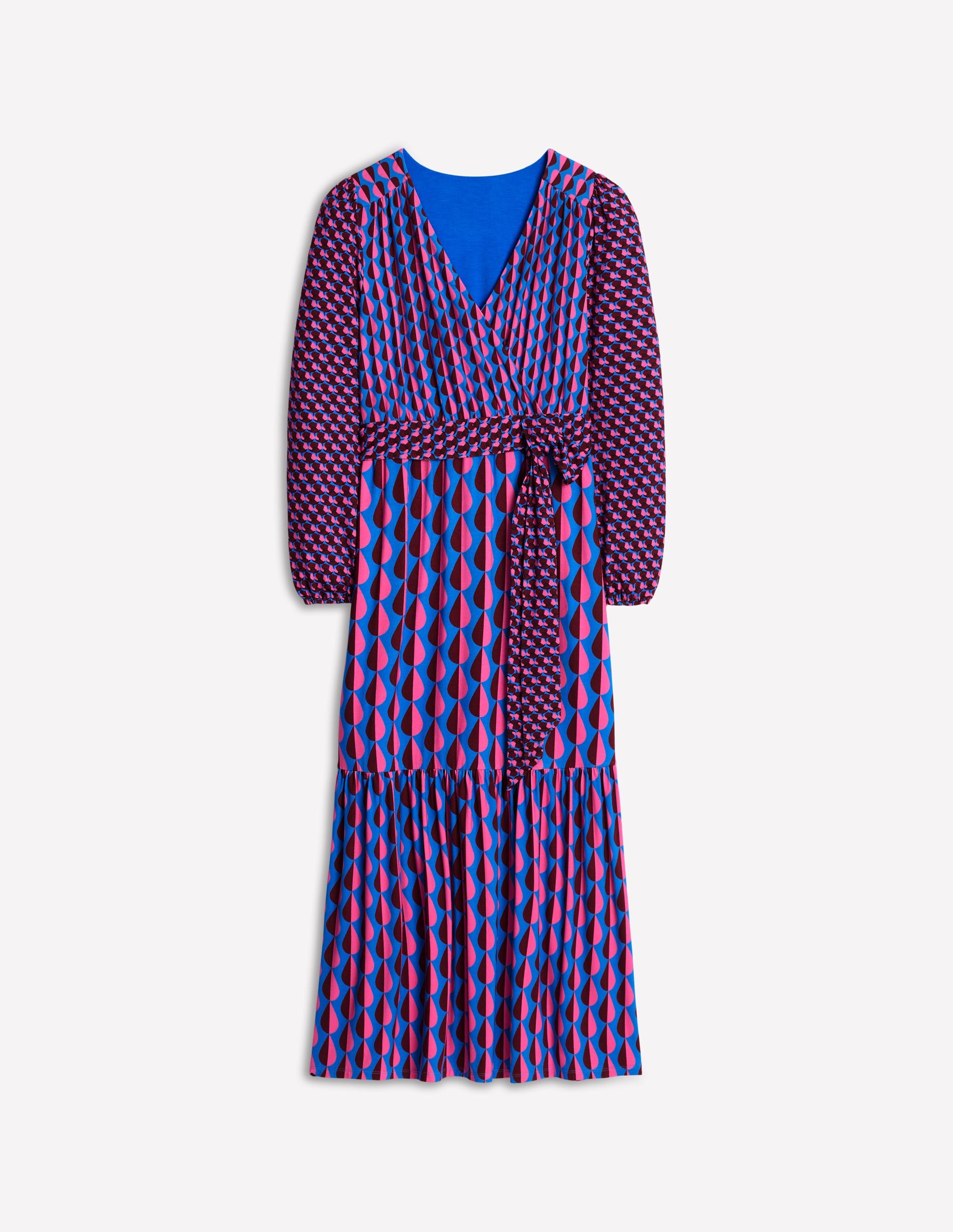  Ophelia Wrap Midi Jersey Dress-Multi, Raindrop Geo、mySite、ashleygrahame