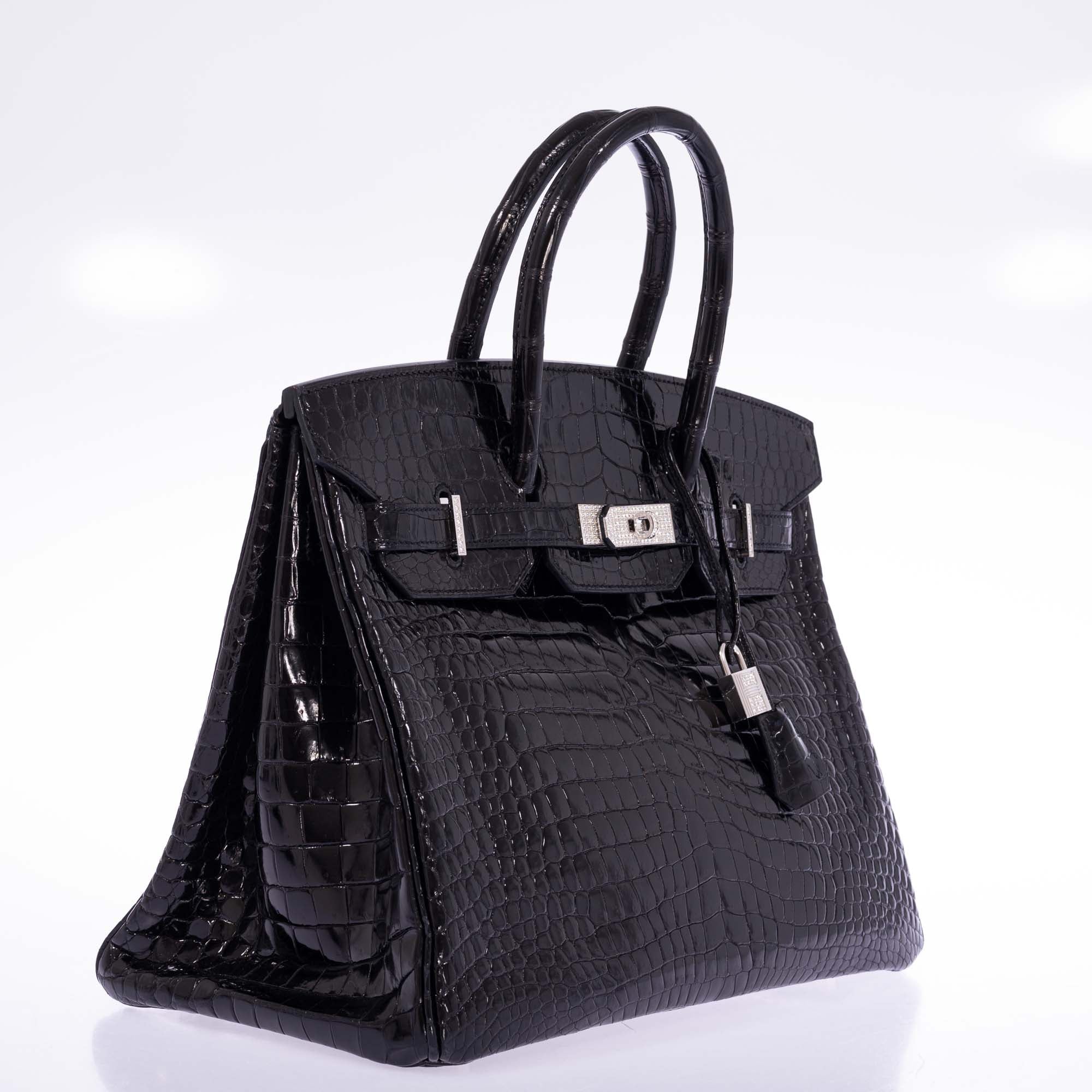 Hermès Birkin 35 Black Shiny Porosus Crocodile 18K White Gold and Diamond Hardware、mySite、garminoutage.com