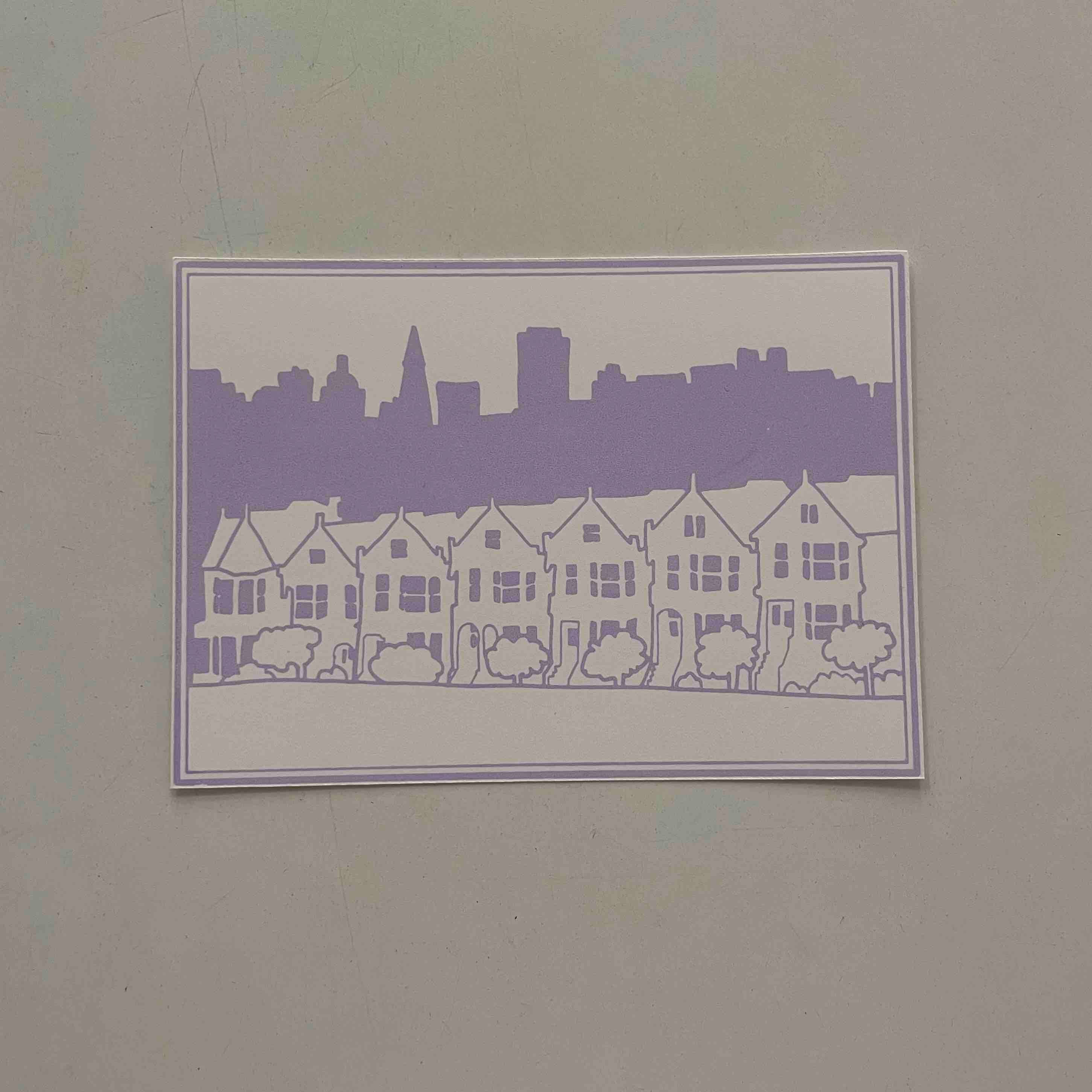 Anne Breedlove - Painted Ladies Inverse Postcard - Purple - A6、mySite、garagedoors4me