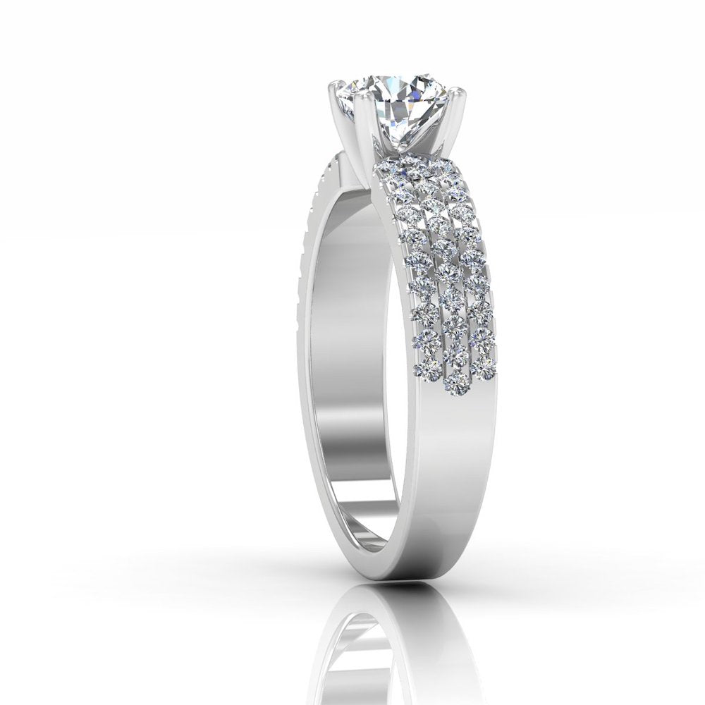 3-Row Round Cut Prong Moissanite Engagement Ring、mySite、hinf8tx79