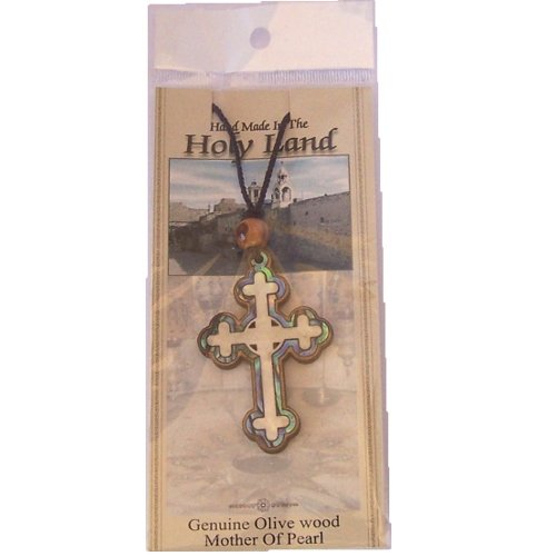 Celtic Olive wood Crucifix with Mother of Pearls (60cm / 23.5 inches, Cross is 5cm or 2 inches)、mySite、topwebapps