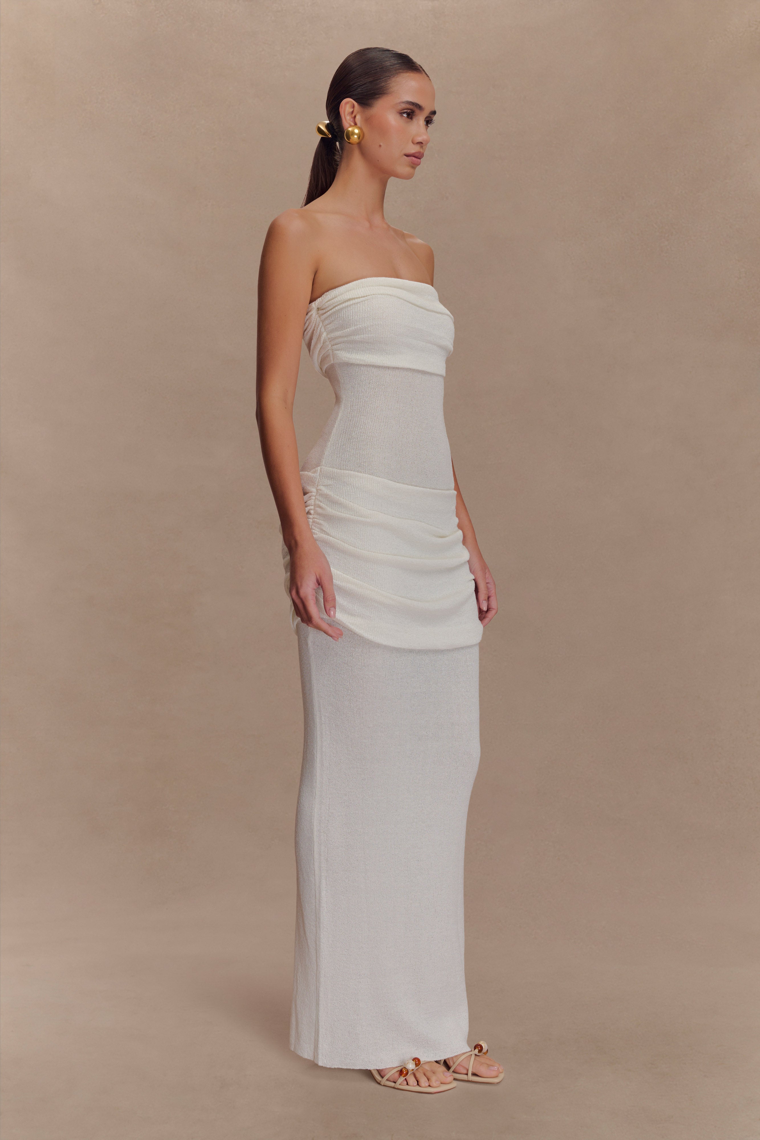 Elora Strapless Knit Maxi Dress - Ivory、mySite、solidvoid