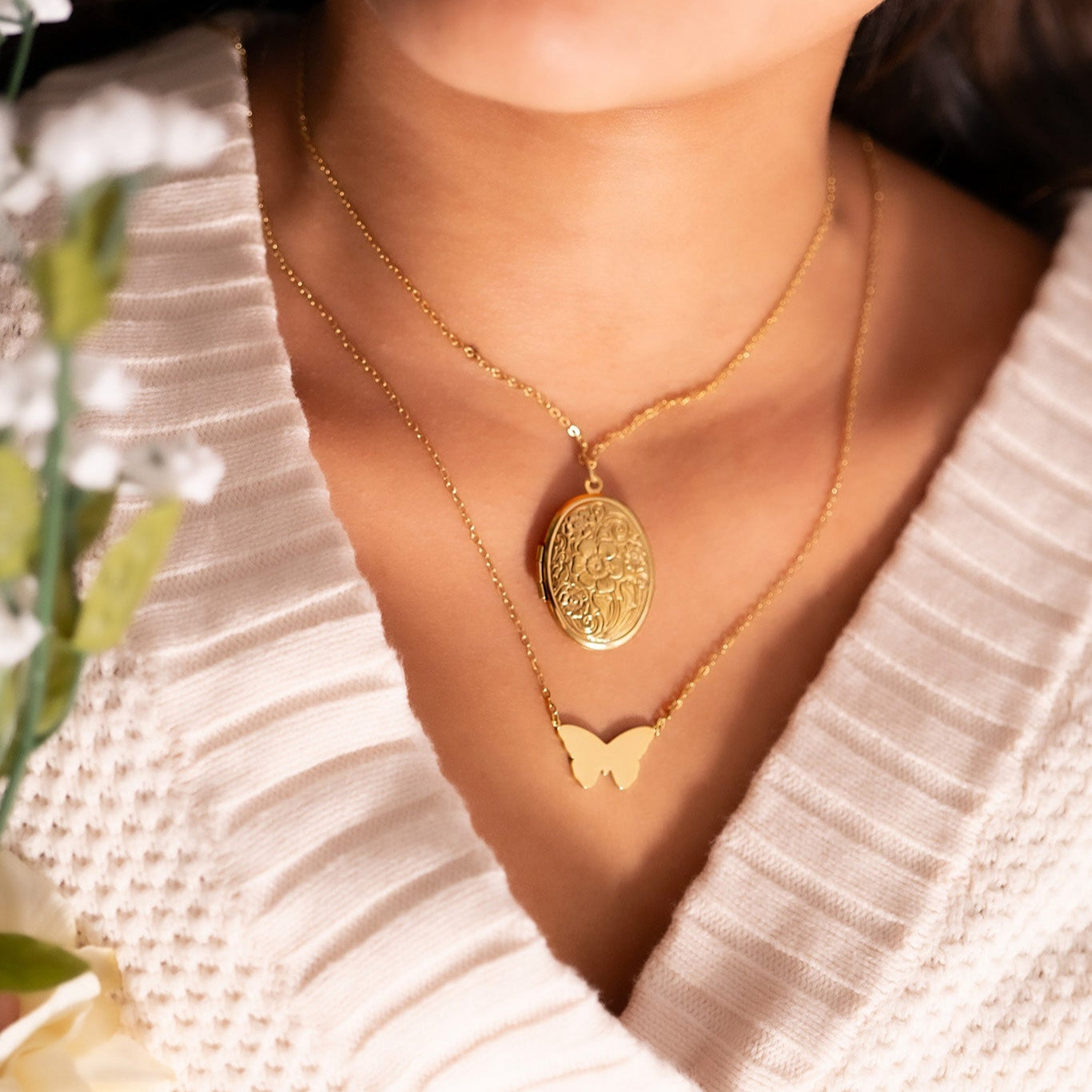 18K Gold PVD Stainless Steel Textured Oval Locket / PDL0245、mySite、dreamappss