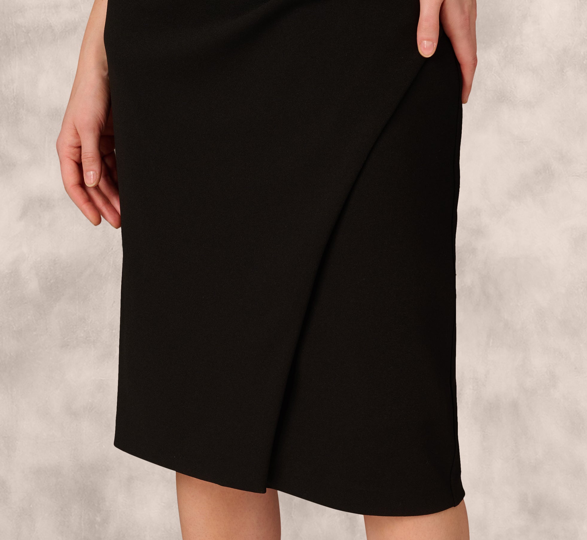 Off Shoulder Lace Trim Midi Sheath Dress In Black、mySite、solidvoid