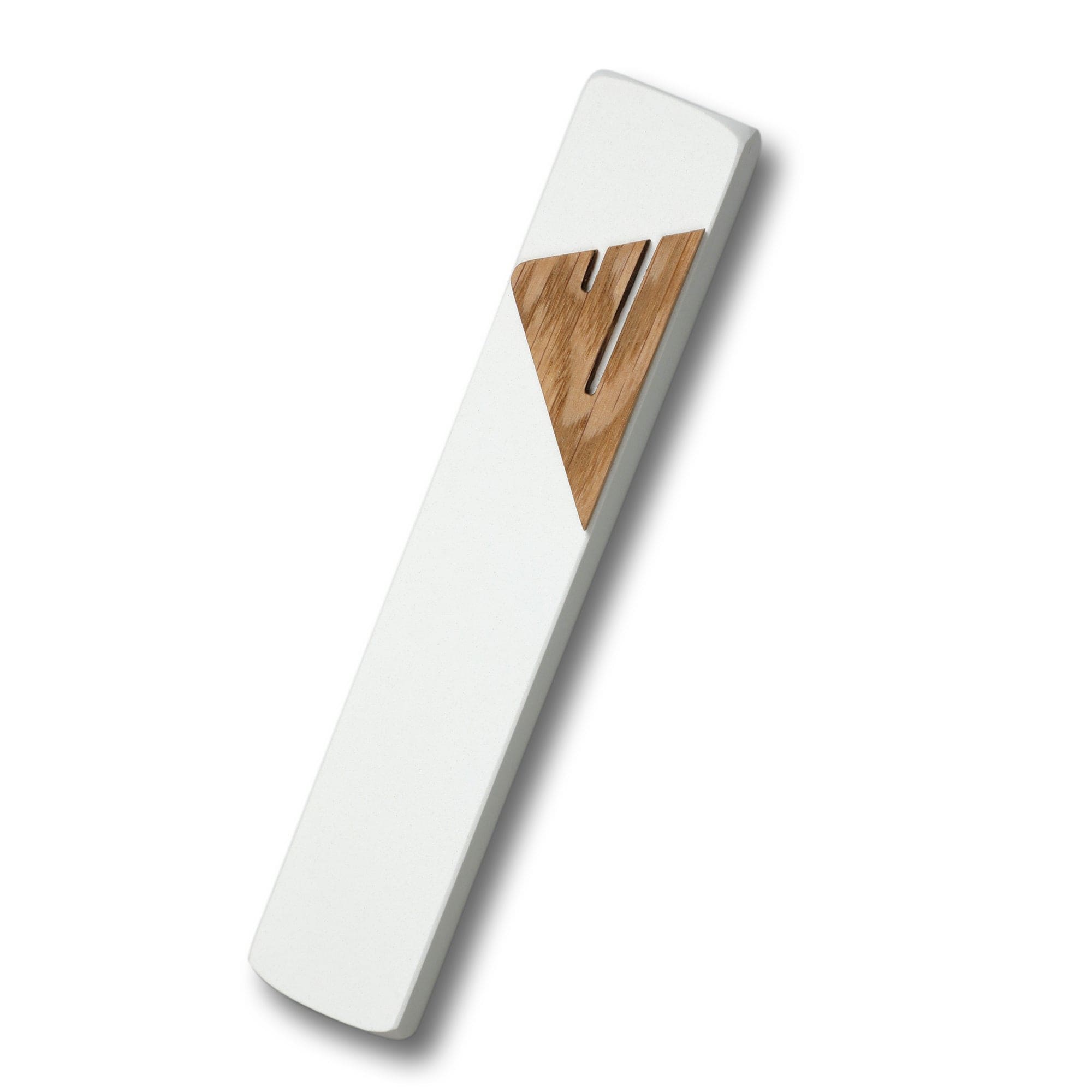 Pure White Quartz Mezuzah with Oak Shin、mySite、topwebapps