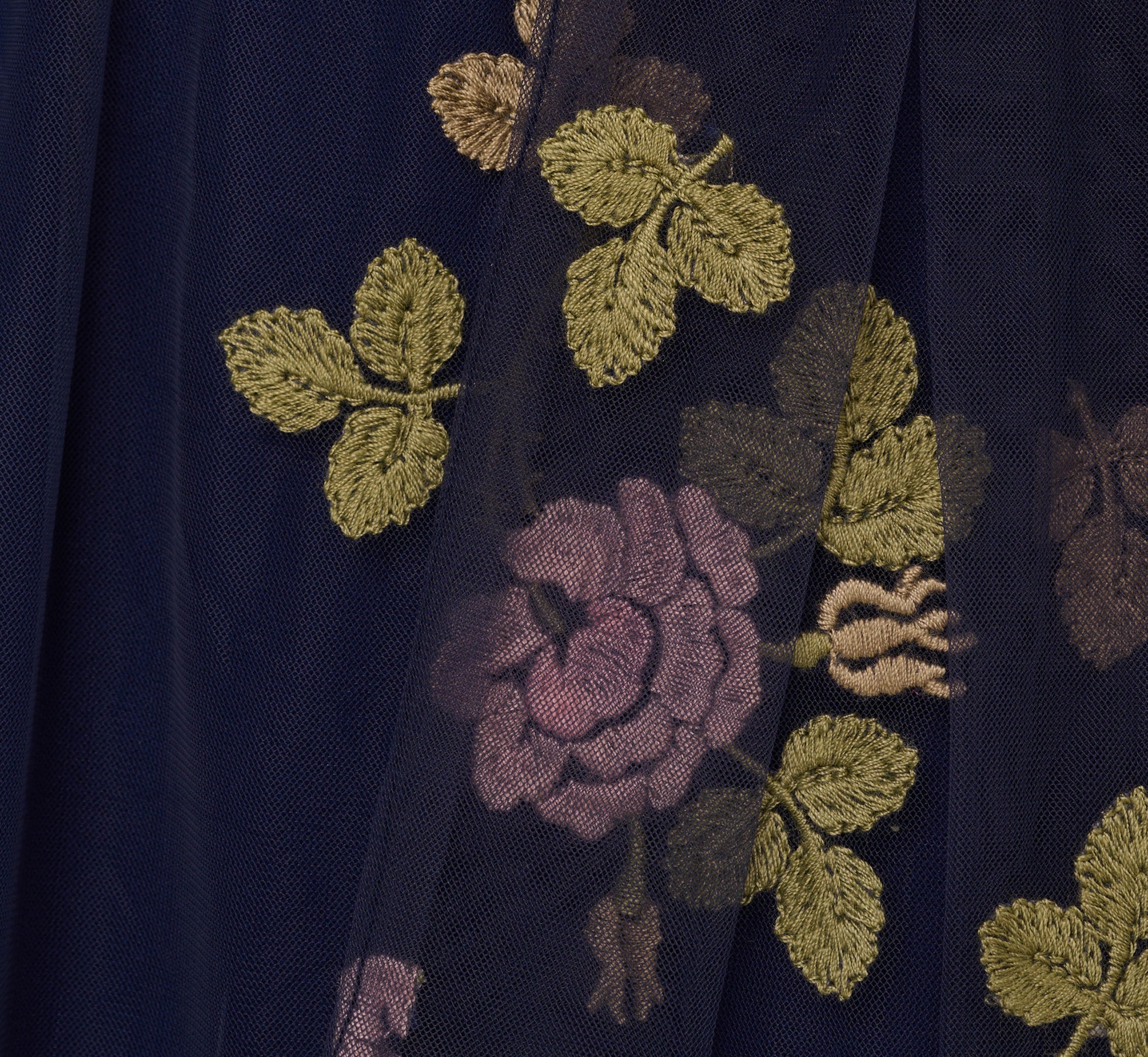 Floral Embroidered Maxi Dress With Sheer Flutter Sleeves In Navy Multi、mySite、solidvoid