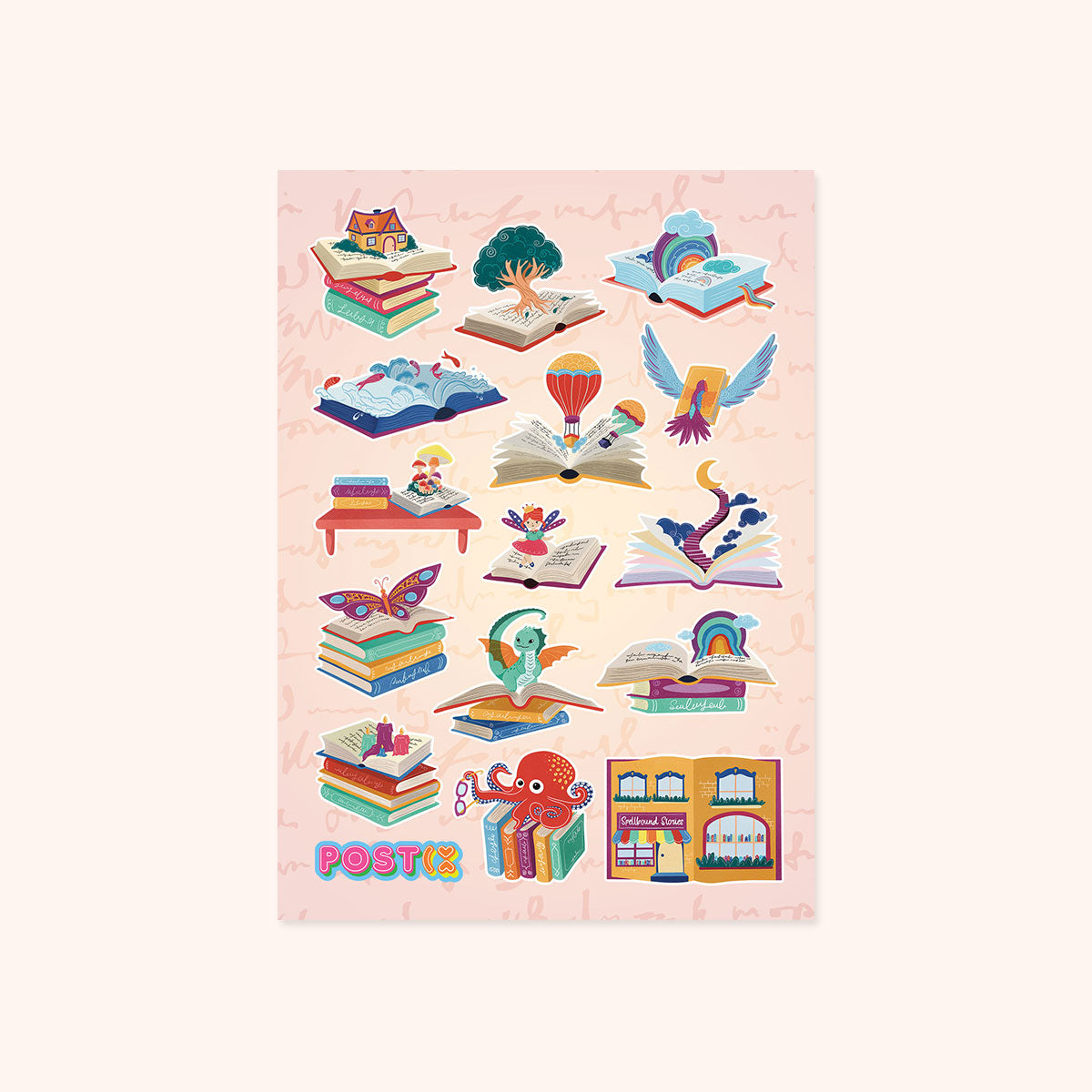  Magic Book Shop A6 Frosted Glitter Sticker Sheet、mySite、ghnorth