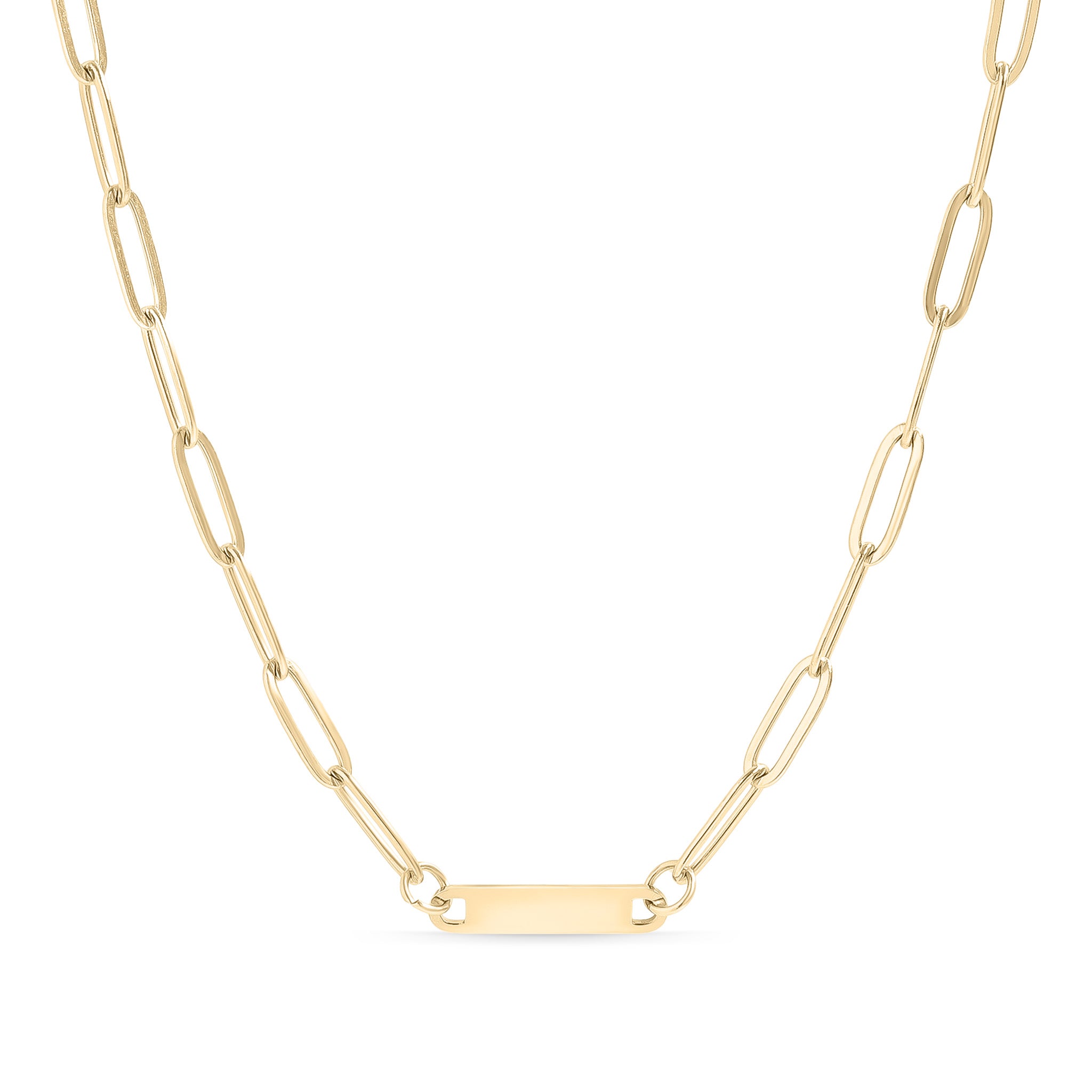 18K Gold PVD Stainless Steel Engravable Paperclip Blank Bar Necklace / SBB0275、mySite、dreamappss