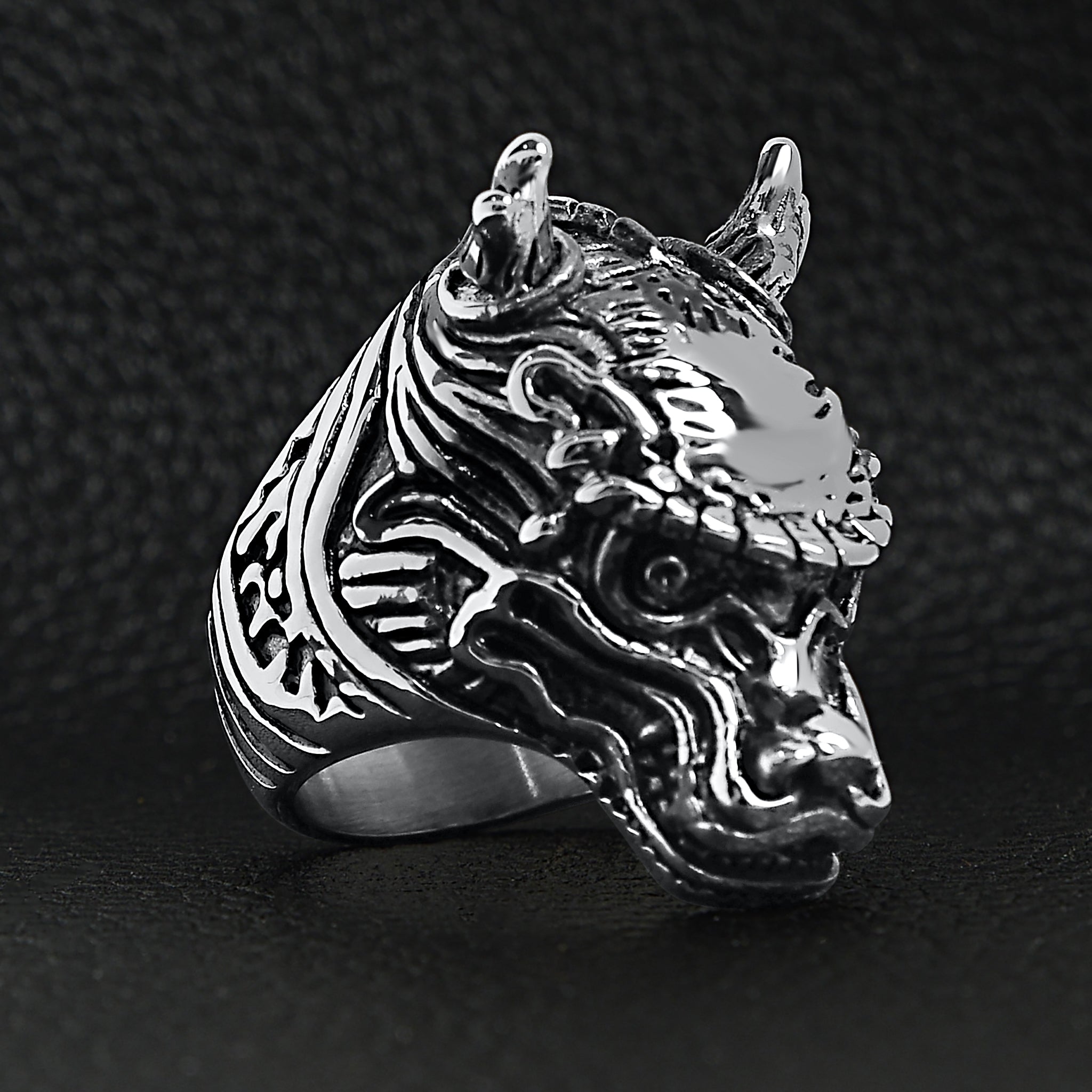 Stainless Steel Eastern Dragon Head Ring / SCR4032、mySite、dreamappss
