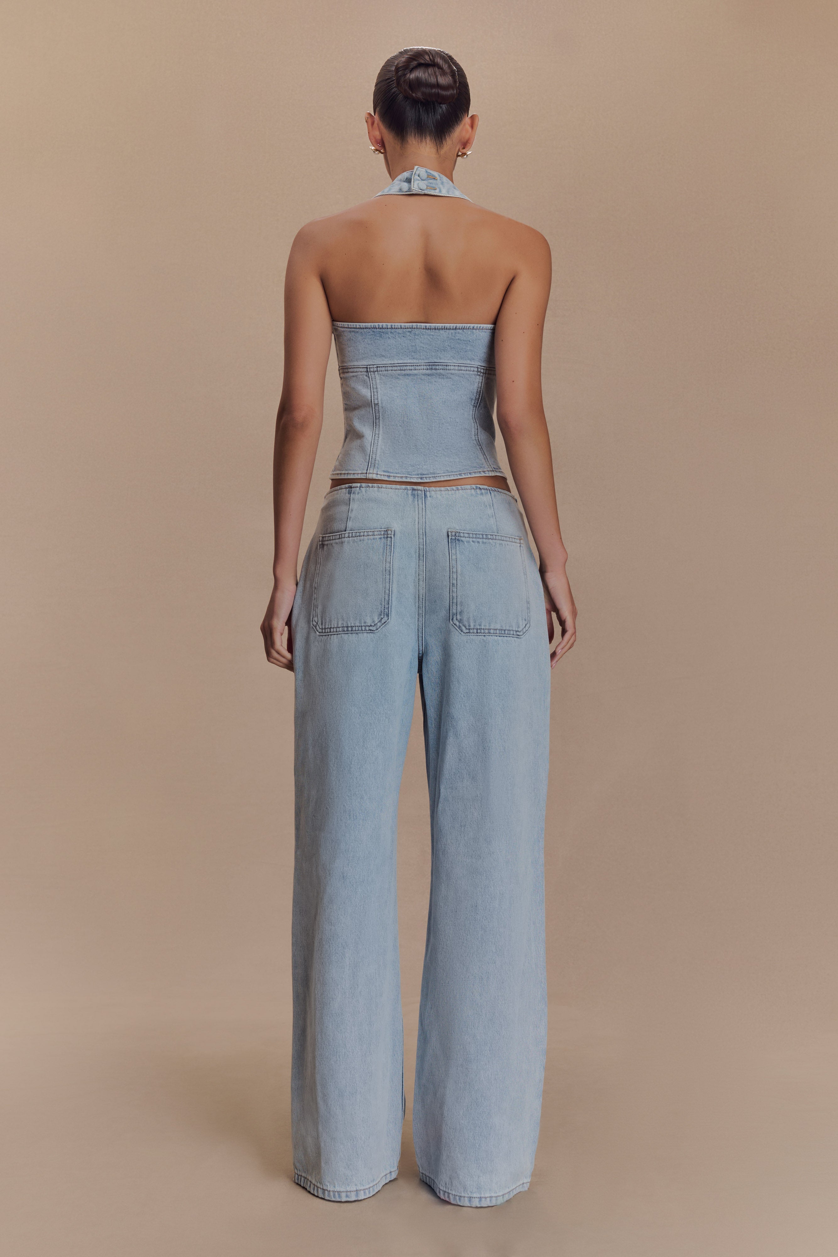 Caitlin Mid Rise Denim Flare Jeans - Light Blue、mySite、solidvoid