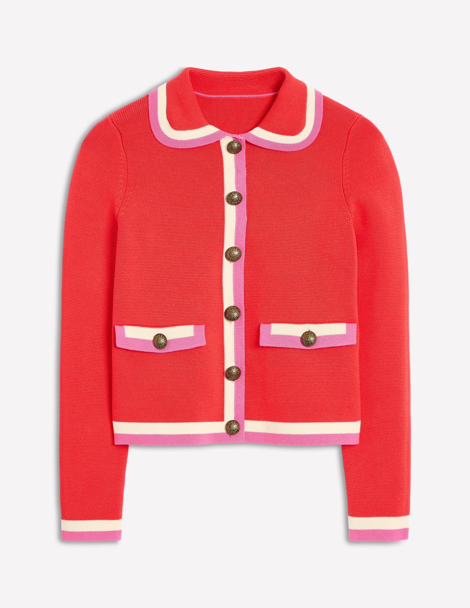  Holly Collared Knitted Jacket-Strawberry Tart Red、mySite、ashleygrahame