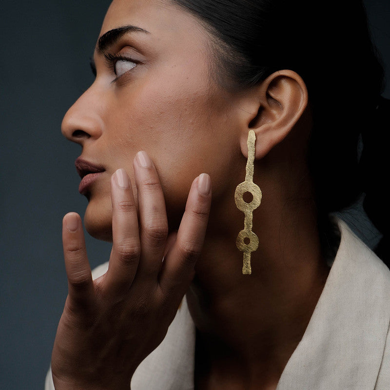 Brass Lotura Earrings、mySite、camillekostekn