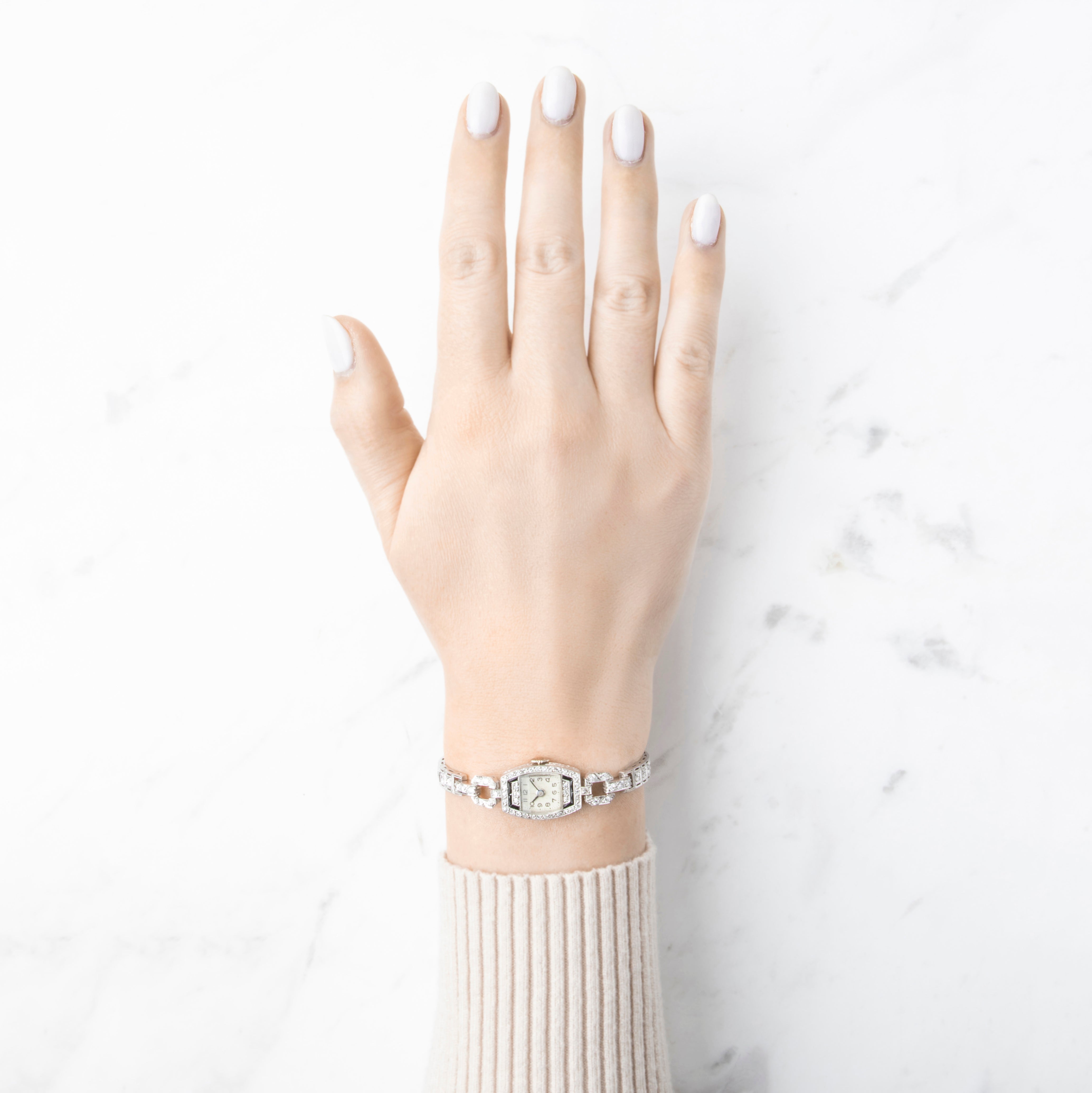 Antique Swiss Art Deco Platinum 1.83cttw Diamond Onyx 17 Jewel Watch 6、mySite、hinf8tx79