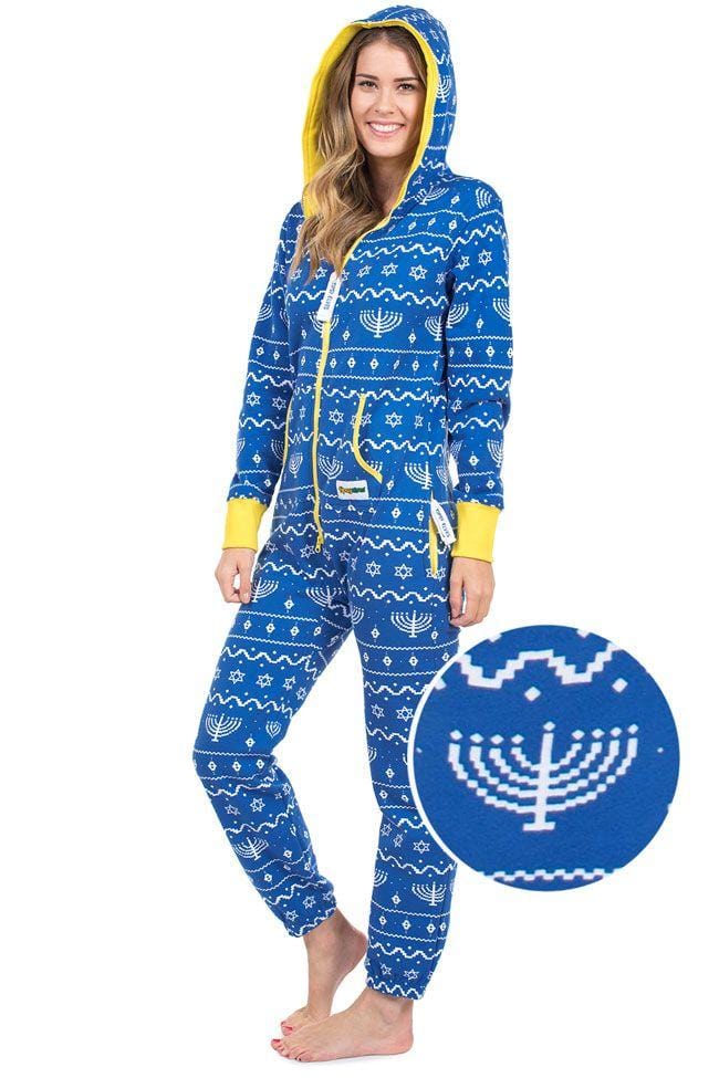 Unisex Blue Hanukkah Jumpsuit - by Tipsy Elves - (Sizes XS - 3XL)、mySite、topwebapps