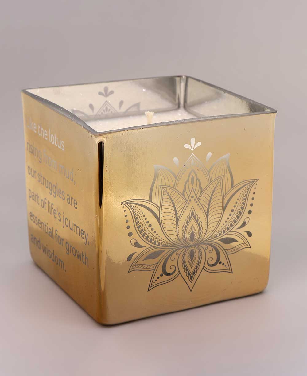 Golden Lotus Scented Candle in Etched Glass Vase、mySite、topwebapps