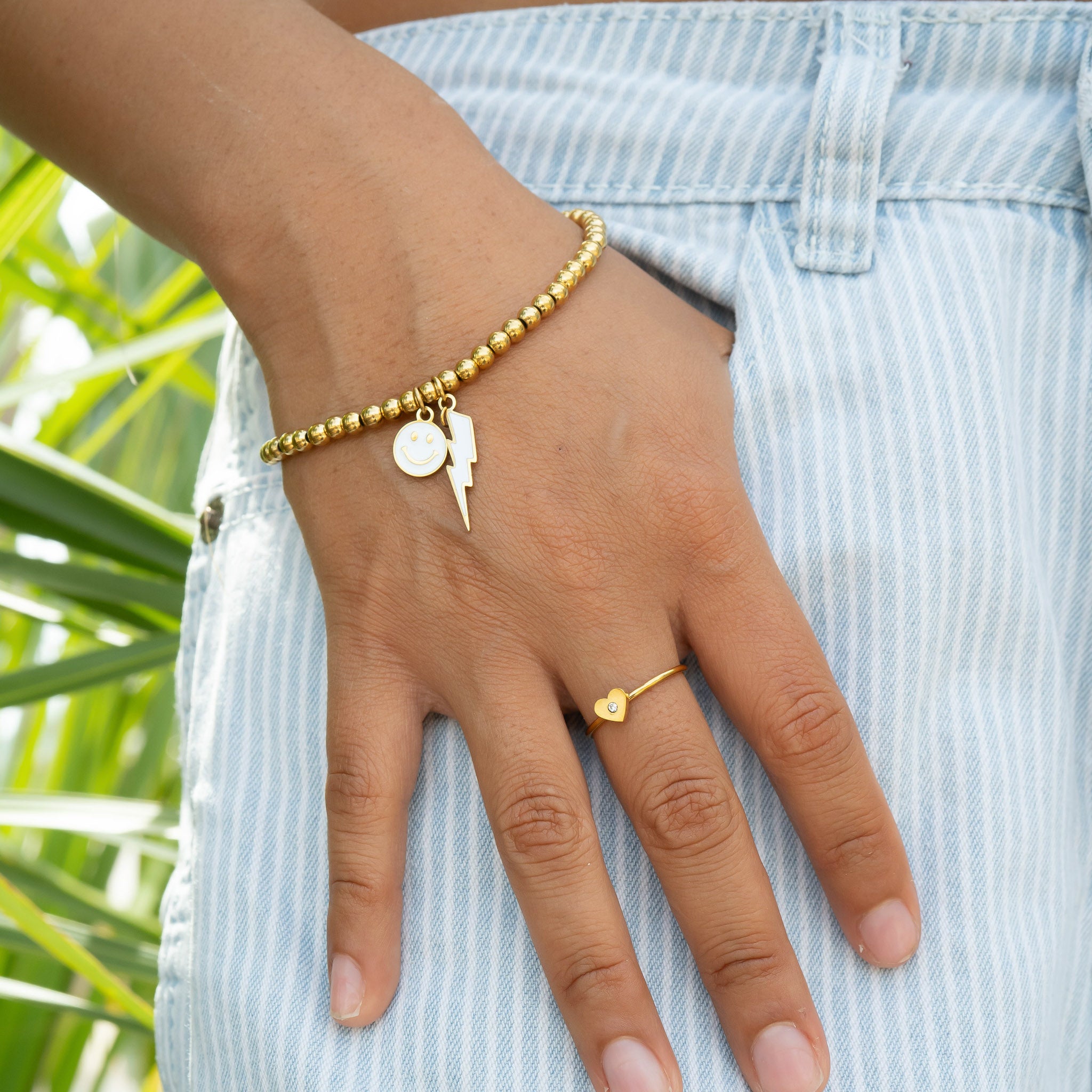 18K Gold PVD Epoxy Smiley Face Charm / PDL0267、mySite、dreamappss