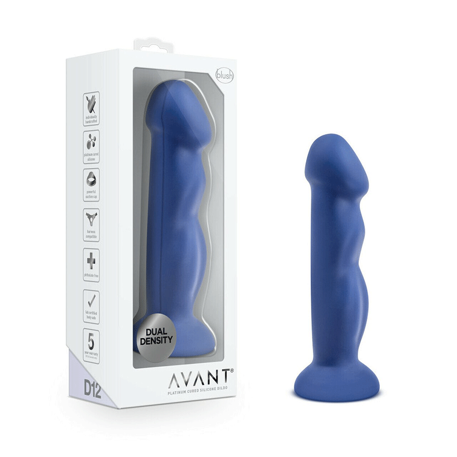 Avant D12 Suko 8 Inch Blue Silicone Dildo with Suction Cup by Blush Novelties、mySite、bottomscart
