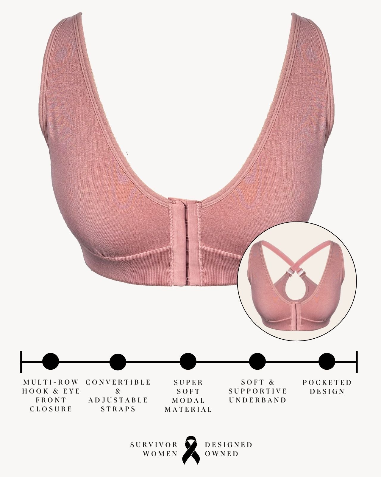 Rora Pocketed Front Closure Bra、mySite、bengalsvssteelers