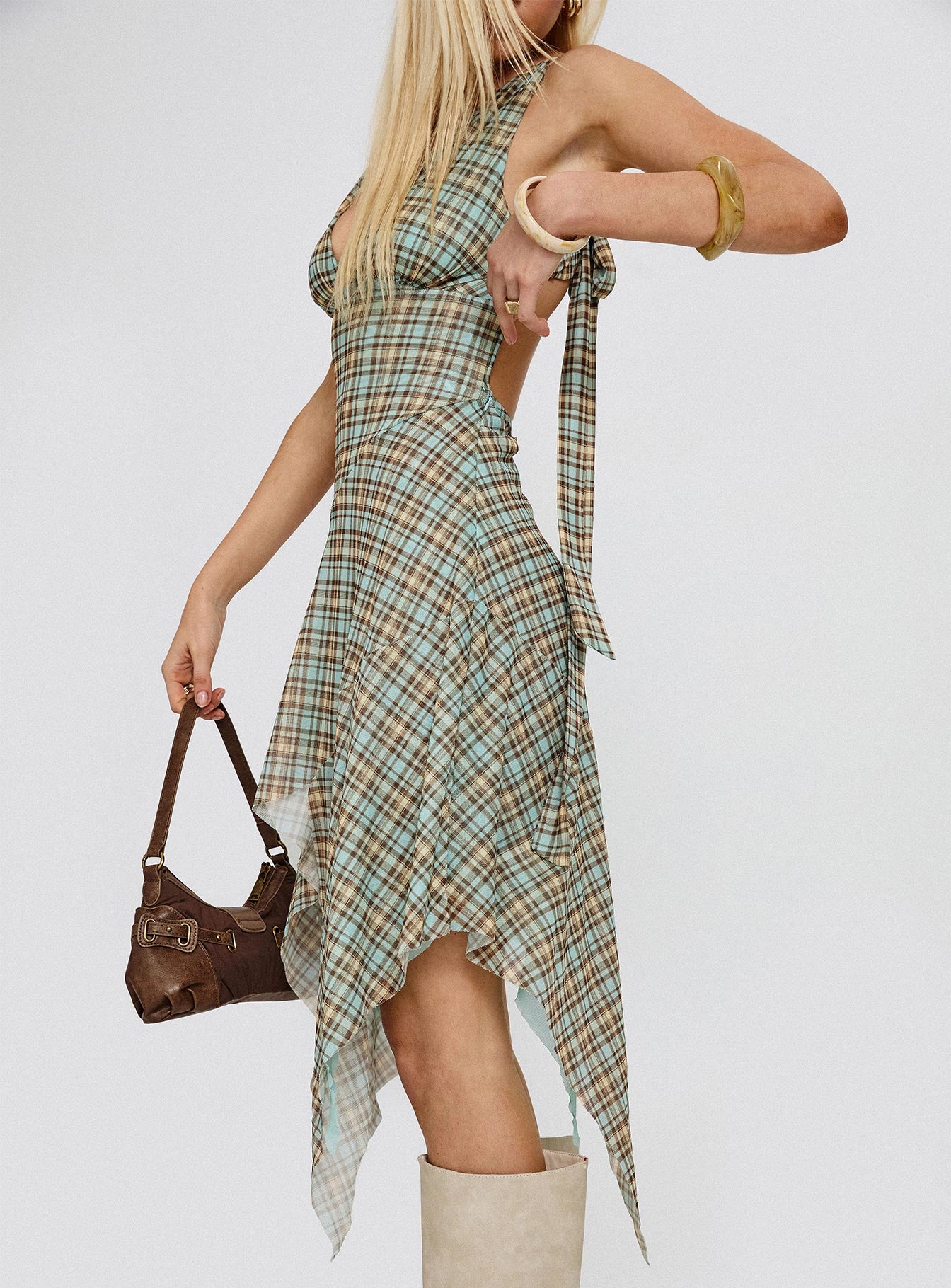 Blaize Asymmetrical Midi Dress Multi Check、mySite、solidvoid