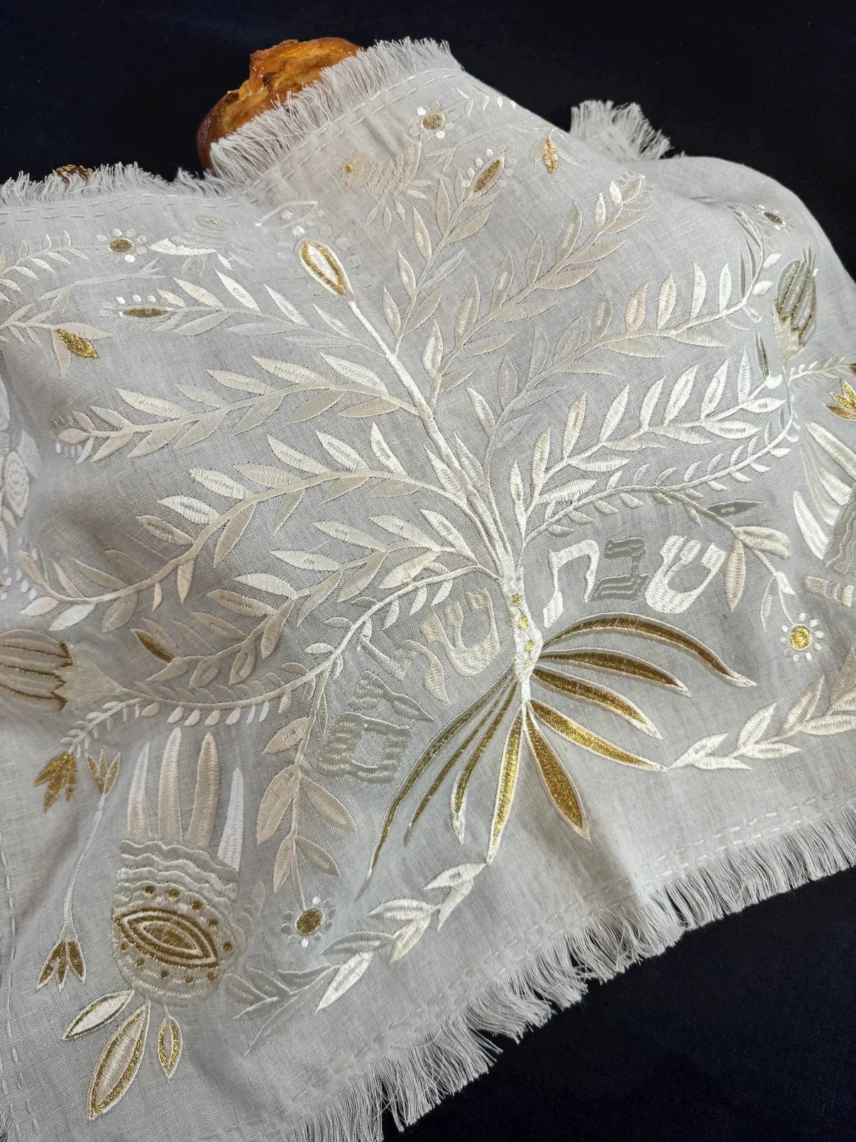 Handmade Linen Tree of Life Challah Cover - Sky Blue、mySite、topwebapps