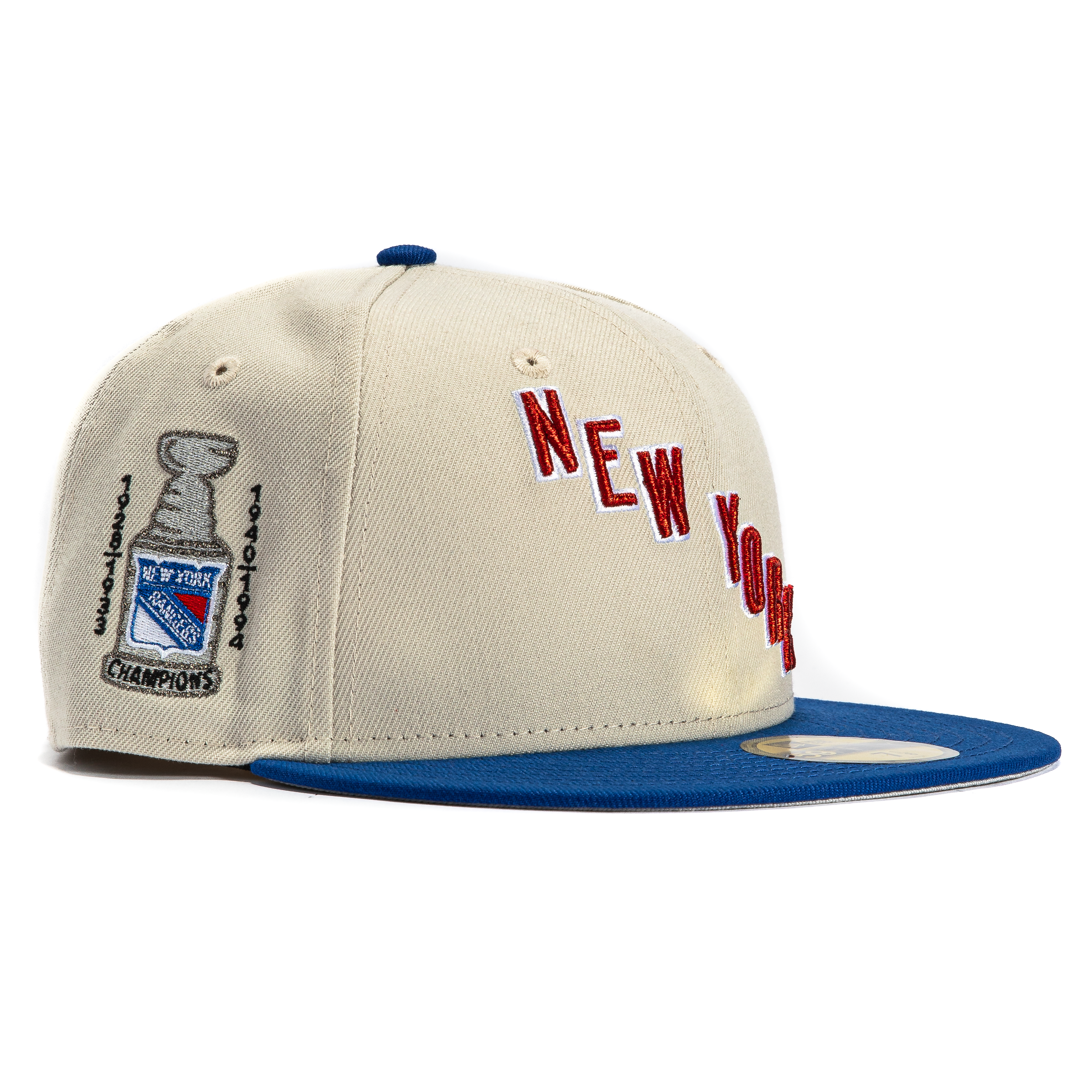New Era 59Fifty New York Rangers 4x Champions Patch Hat - Stone, Royal、mySite、vikingsvslions