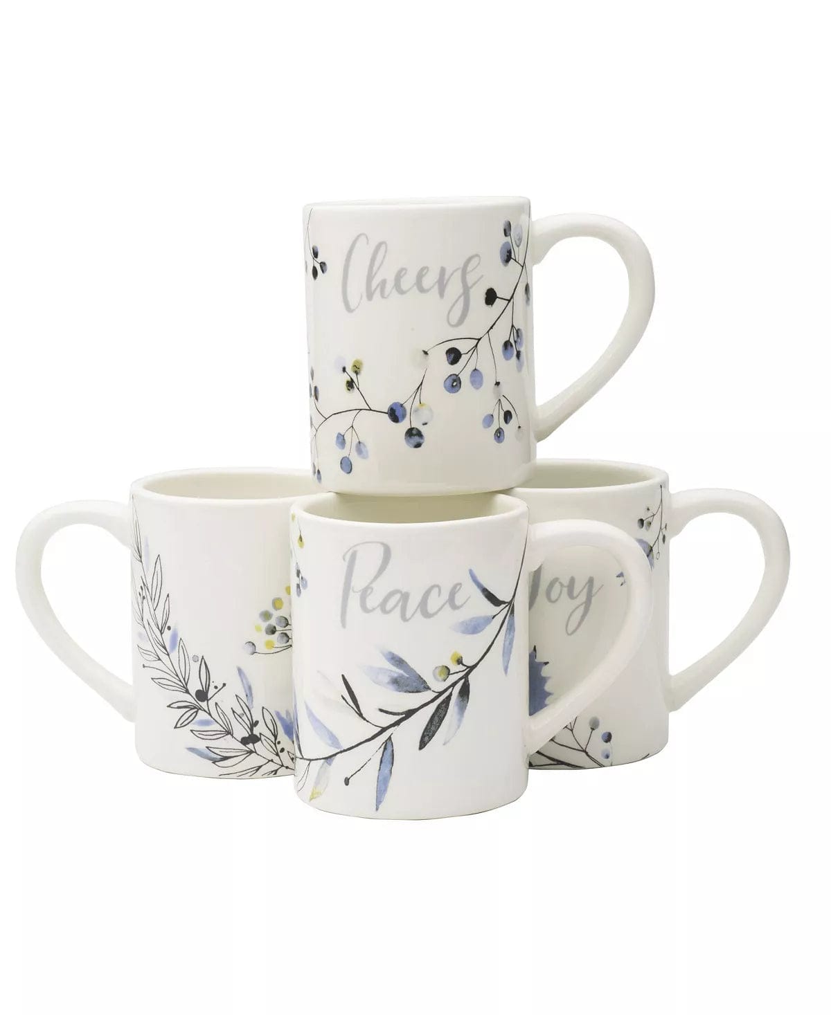 Noel Noir Mug Set, 4 Pieces Fitz & Floyd, Dishwasher and Microwave Safe Ceramic Earthenware Generic、mySite、g9winljtr