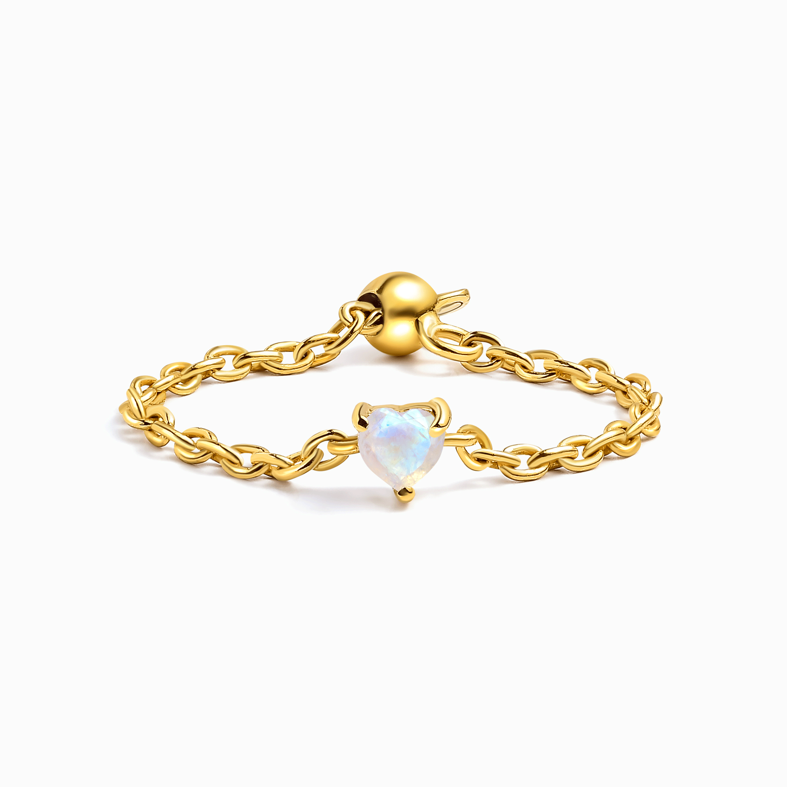 Moonstone Adjustable Chain Ring - Love、mySite、hinf8tx79