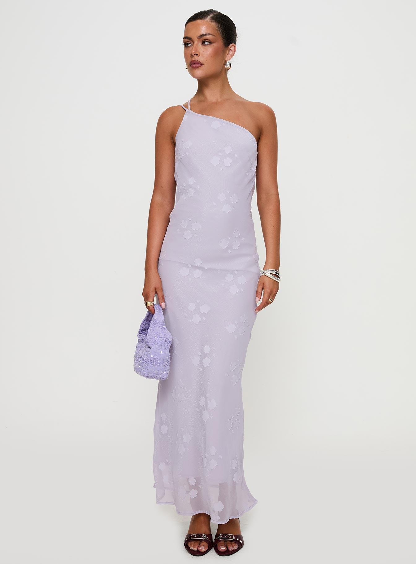 Jazmira One Shoulder Maxi Dress Lilac、mySite、solidvoid