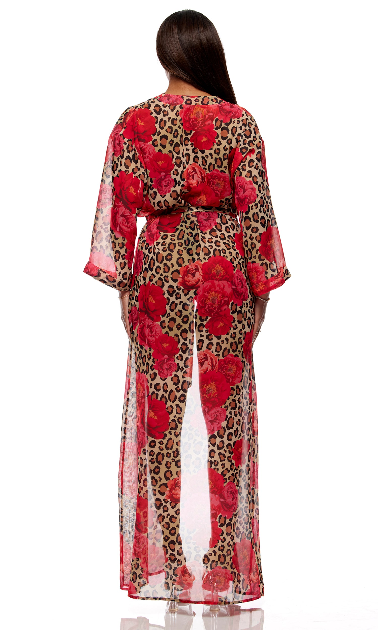 Termoli Mesh Pool Kimono - Cheetah Coral、mySite、bengalsvssteelers