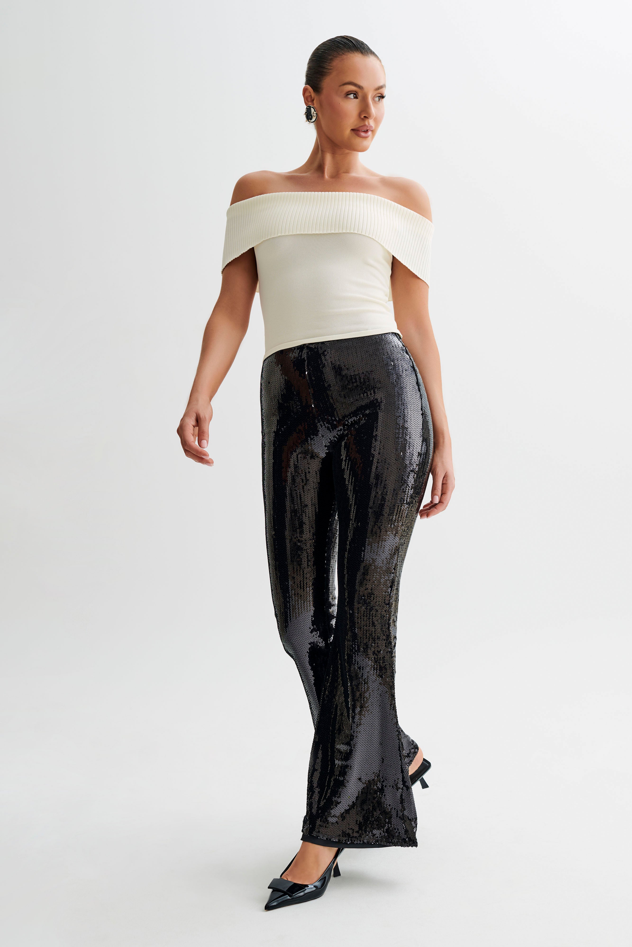 Wilma Wide Leg Sequin Pants - Black、mySite、solidvoid
