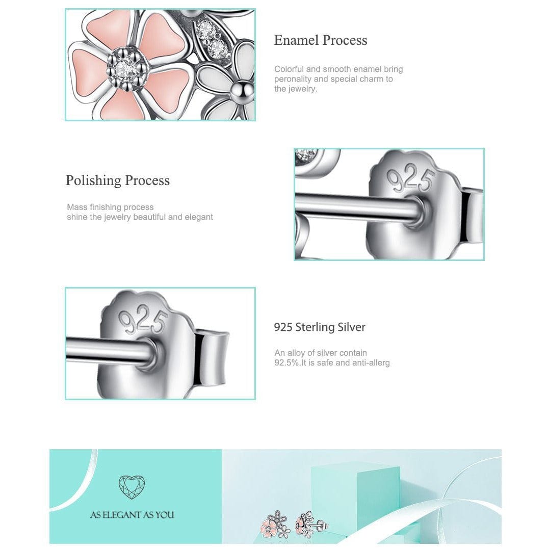 Pink Cherry Blossom Daisy Jewelry Set-Sterling Silver-Pretty in Pink、mySite、g9winljtr