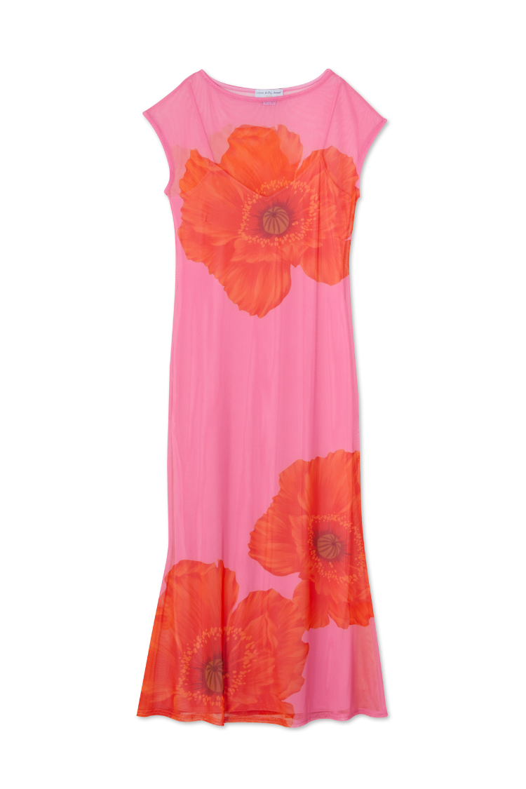 Pink Poppy Sleeveless Mesh Dress、mySite、solidvoid