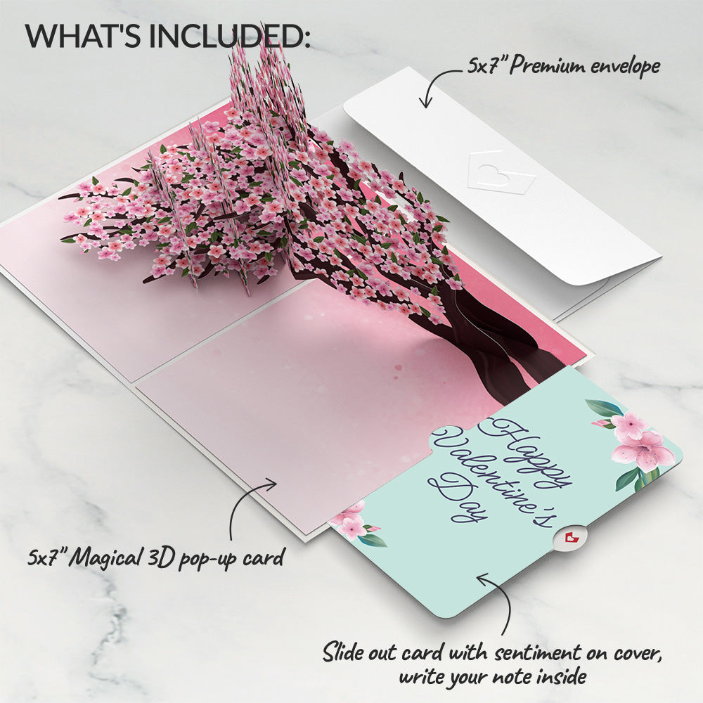 Cherry Blossom Branches in Bloom Valentine Pop-Up Card and Sentiment Set、mySite、solidvoid