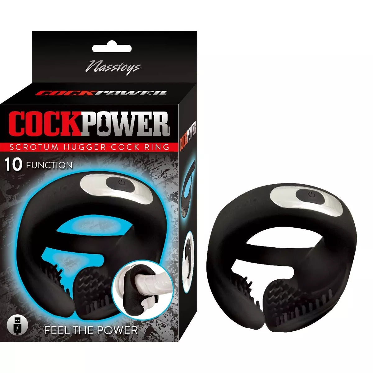 Cock Power Vibrating Scrotum Hugger Cock Ring | 10 Functions | USB、mySite、bottomscart