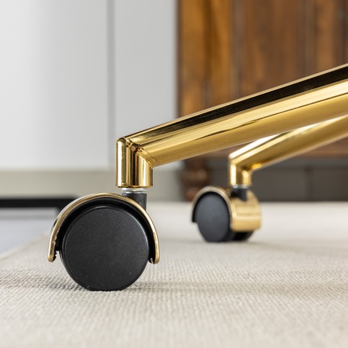 A&A Furniture Office Chair,Artificial rabbit hair Home Office Chair with Golden Metal Base,Adjustable Desk Chair Swivel Office Chair,Vanity Chair(Orange)、、casual