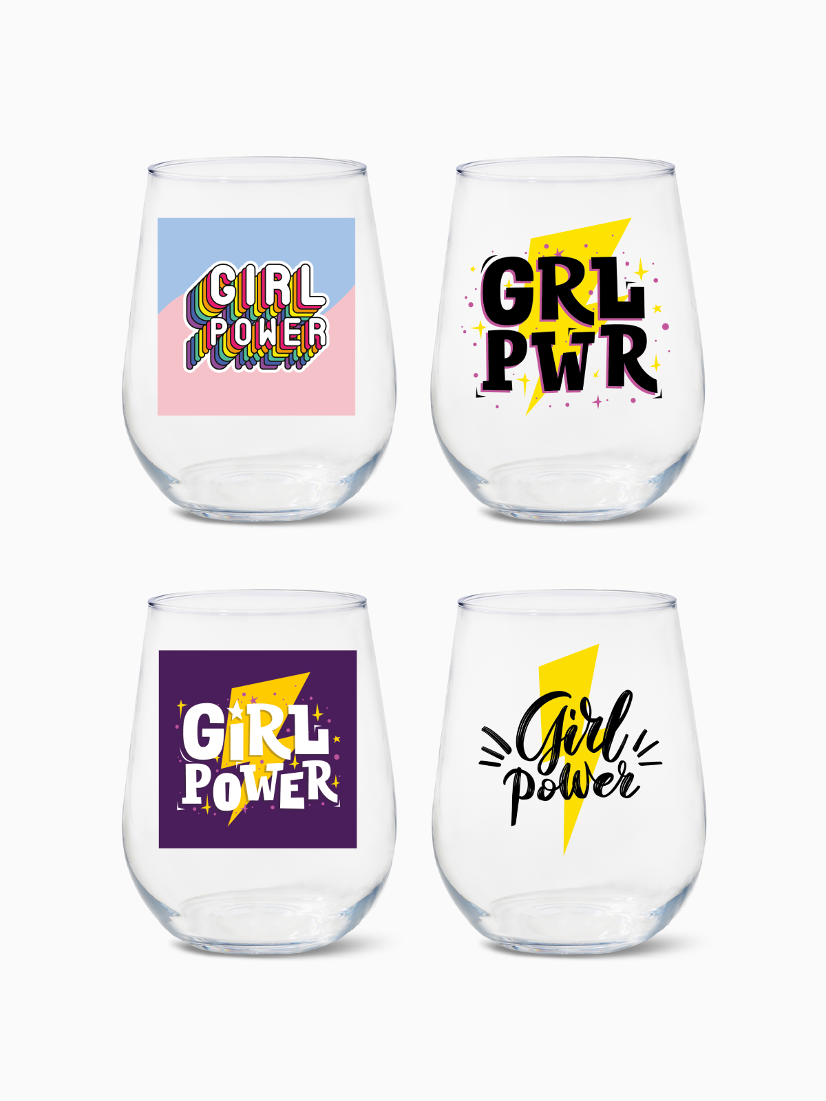 Girl Power - RESERVE 16oz Stemless Wine Tritan Copolyester Glass、mySite、camillekostekn