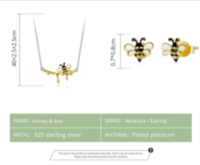 Dainty Honey Bee Necklace and Earrings Each or SET 925 Sterling Silver*、mySite、g9winljtr
